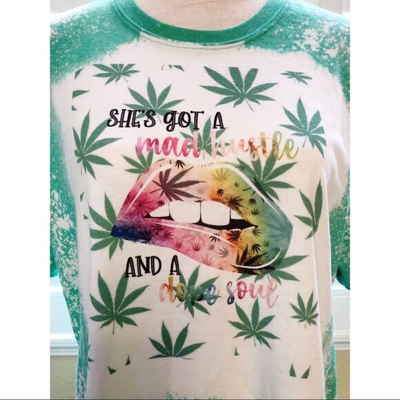 Mad Hustle Dope Soul Bleach Dye Handmade Graphic Tee - Picture 2 of 5